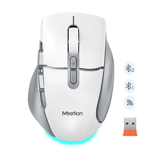 Миша MEETION 2.4 G + Bluetooth wireless gaming mouse BTM001 |800-1200-1600-2400dpi, 7keys, 35/140h, Type-C Charging, RGB| - фото 1
