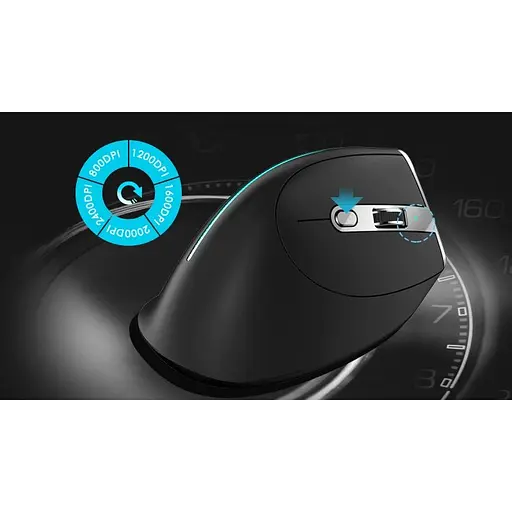 Вертикальна миша бездротова Zelotes F-36 з акумулятором та RGB підсвічуванням 2.4G + Bluetooth Black - фото 6