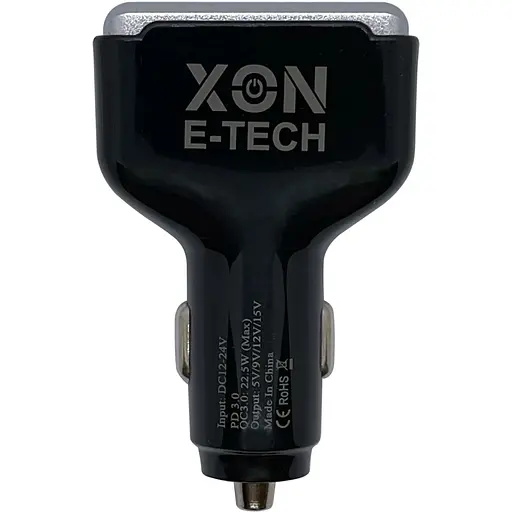 Автомобільний зарядний пристрій XON MaxCharge Type-C 75W Type-C PD30 + 2 x Type-A 15V/1.5A Black (5060948063517) - фото 5