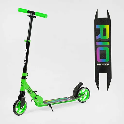 Самокат Best Scooter Rio 68-89х54.5 см Зелено-чорний 000283538 - фото 3