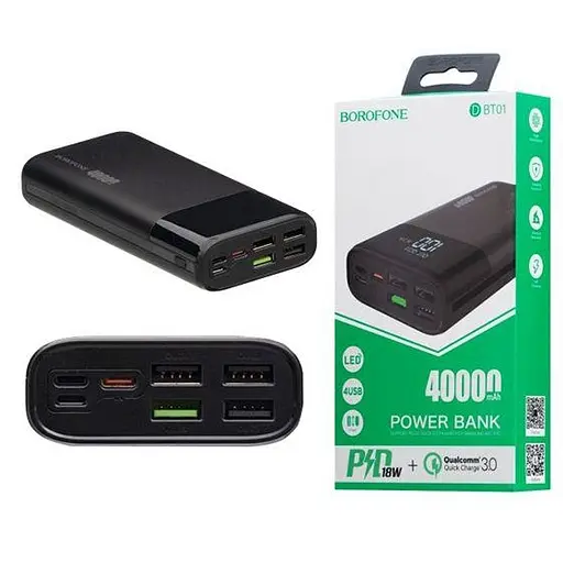 Універсальна мобільна батарея Power Bank Borofone DBT01 PD 40000mAh PD18W+QC3.0 (Чорний) - фото 4