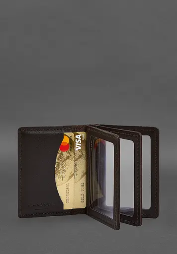 Кожаная обложка для водительского удостоверения, ID и пластиковых карт 2.1 коричневая - фото 4