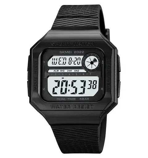 Годинник чоловічий спортивний наручний Skmei 2022 (Чорний з білим циферблатом)