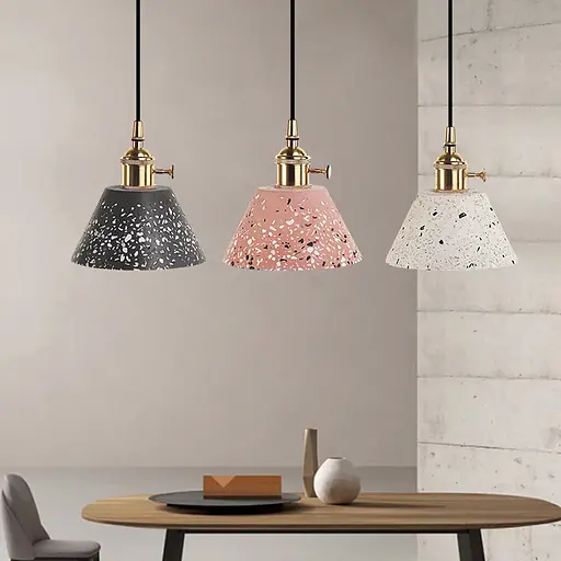 Подвес Terrazzo Cono с серым бетонным плафоном в стиле Ар-деко | Line F | Арт. MJ165/1 BK - фото 2