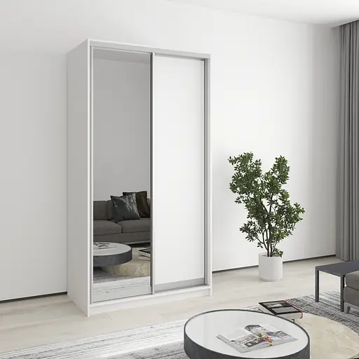 Шафа-купе дводверна MebelStar Стандарт AL ДСП/Дзеркало 110x60x210 см Аляска білий (MBS-2406)