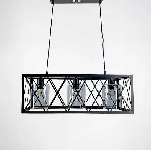 Люстра в чорному каркасі на 3 плафони Line.F Колір плафона Янтарний - фото 1