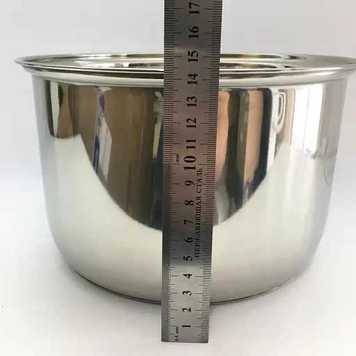 Универсальная стальная кастрюля для мультиварки на 5 литров H=145 мм, D=235 мм - фото 8