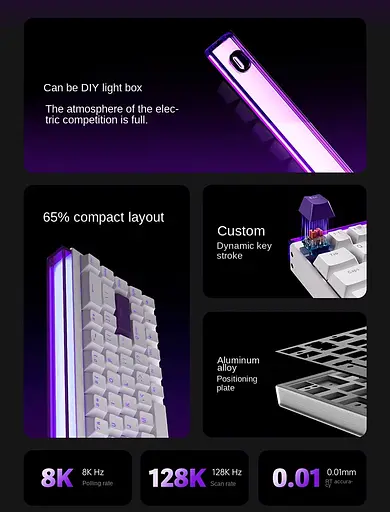 Игровая проводная магнитная клавиатура Madlions Nano68 / Magnetic Switch / White - фото 4