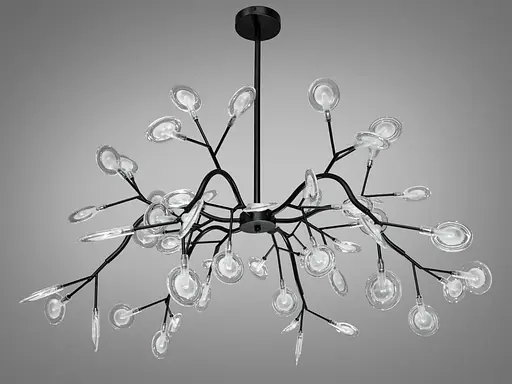 Модная подвесная люстра для зала Светлячок, 54 лампы, золото сатин - фото 1