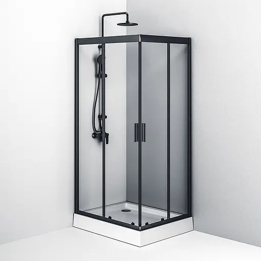 Душевая кабина Am.Pm Gem 100x80 см без поддона black matt W90UG-404-100280-BT, Черный матовый, Универсальная, прозрачная - фото 5