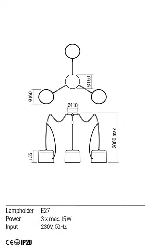 Подвесной светильник Redo DODO SU 3X42W E27 20/250cm WH (4.1.1) 01-1825 - фото 3