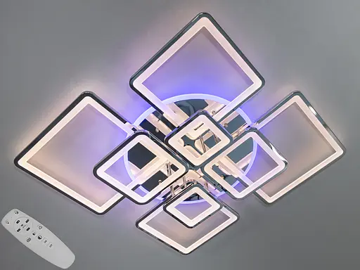 Сучасна LED люстра з пультом, димером та підсвічуванням, 225 Вт, хром - фото 1
