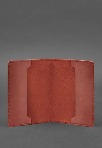 Кожаная обложка для военного билета офицера запаса 8.0 красная - фото 4