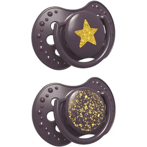 Пустышка силиконовая динамическая LOVI Stardust 18+ месяцев 2 шт. фиолетовая (22/895_violet)