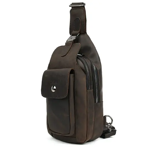 Модный рюкзак слинг на одну шлейку коричневый TARWA 17х7х33.5 см sum0028457 - фото 1