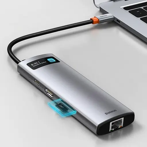 Переходник HUB Baseus Metal Gleam Series 7-in-1 Multifunctional (WKWG020113) Серый - фото 3