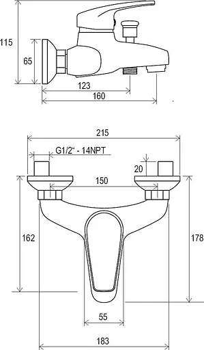 Смеситель для ванны Ravak Neo NO 022.00/150 X070017 Хром - фото 3