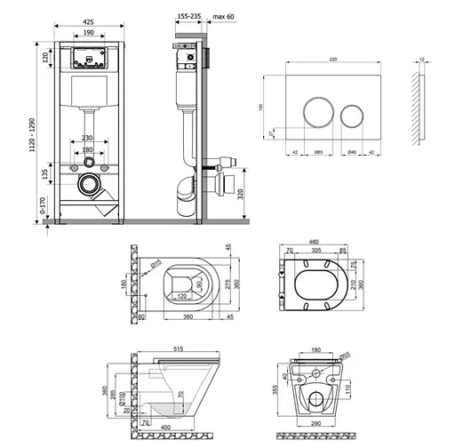 Набір Q-tap Nest 4 в 1 підвісний унітаз Scorpio Ultra Quiet 520x365x365 + комплект інсталяції QT1433053EUQW45166 - фото 8
