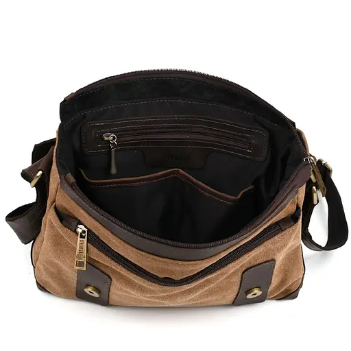 Чоловіча сумка через плече з канвасу та шкіри TARWA 33х22х8 см sum0028154 - фото 2