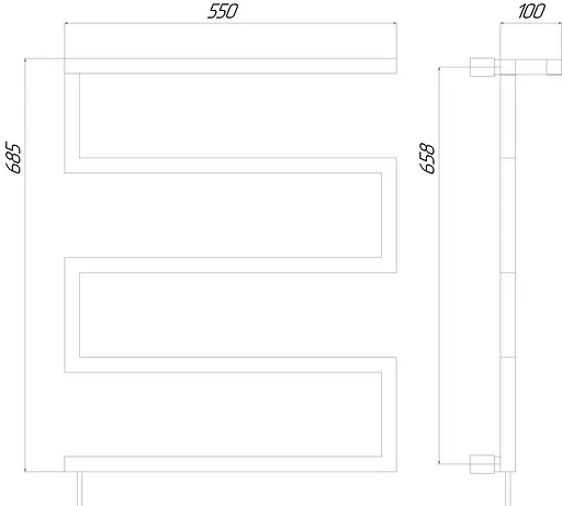 Електрична рушникосушарка Kosser Зета 685x550 ER тайм. білий ЗЗ02ERW, Білий матовий, Праве - фото 5
