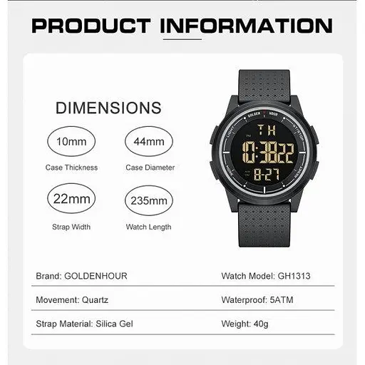 Годинник чоловічий наручний GoldenHour Water (Чорний) - фото 8
