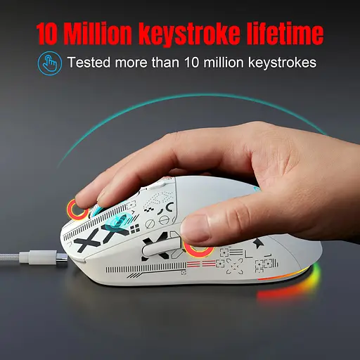 Компьютерная мышь HYSJ Т90 беспроводная бесшумная с аккумулятором 2,4G+Bluetooth White - фото 6