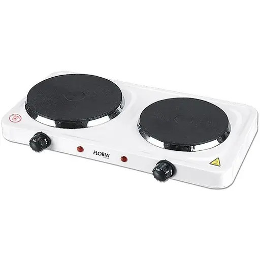 Настільна плита Floria ZLN2843 білий, 2500W (1500+1000), електрична, 2 конфорки, чавун, захист від перегріву - фото 1