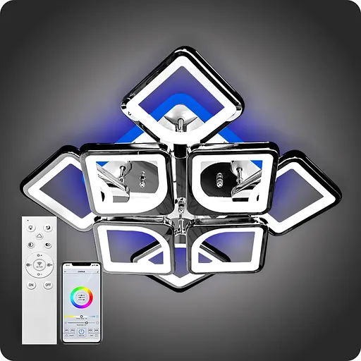 Люстра світлодіодна 517 Light 3color з пультом 192Вт Хром (01794) - фото 2