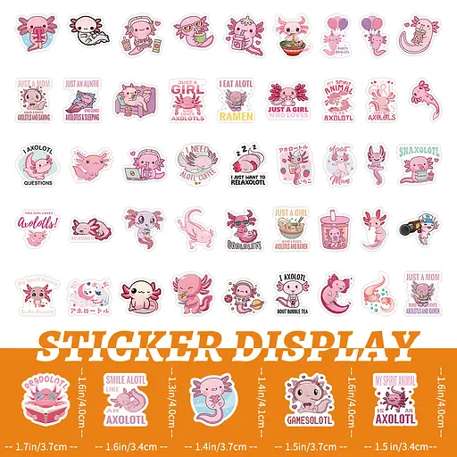 Стікерпак Аксолотль Набір наклейок GeekLand Axolotl 100 штук - фото 2