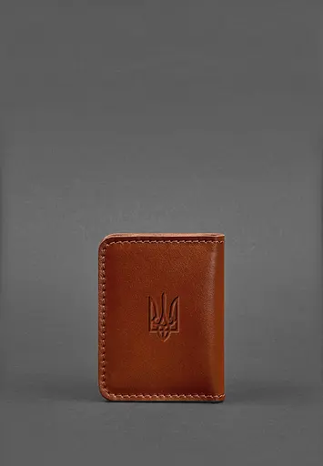 Кожаная обложка для ID-паспорта и водительского заседания 4.1 светло-коричневая с гербом - фото 3
