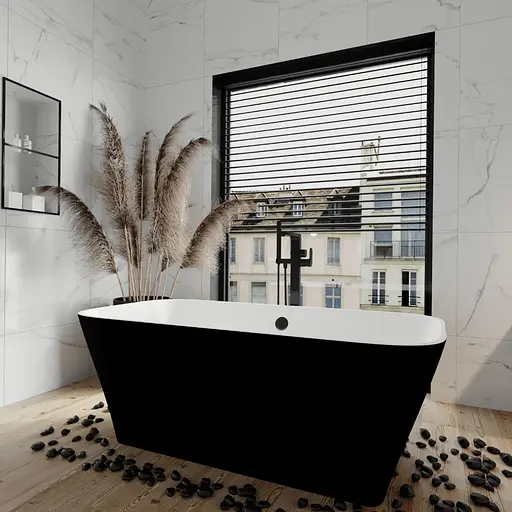 Ванна отдельностоящая матовая Amdcon Atlant 160x75 черная из литого камня ATLANT_160_BLACK_MAT Черный матовый - фото 2