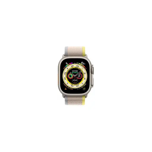 Смарт-часы Apple Watch Ultra GPS + Cellular 49 mm Titanium Case with Yellow/Beige Trail Loop-S/M (MNHD3/MNHK3) - фото 4