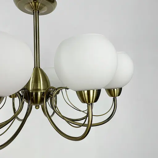 Люстра в бронзовому корпусі на 8 білих плафонів | Арт. 91063/8 AB+WT | Line F - фото 2