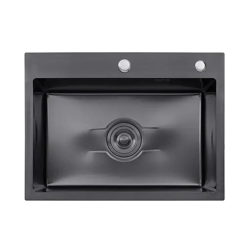 Кухонная мойка Kroner KRP Derby - 5843HM ​​PVD (2,5/0,5 мм) CV027241, Черный - фото 1