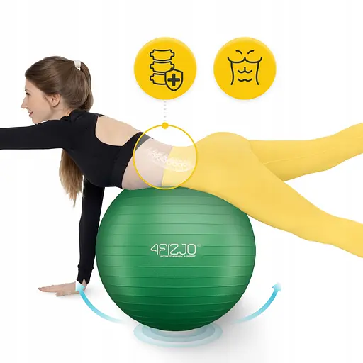 М'яч для фітнесу (фітбол) 4FIZJO 55 см Anti-Burst Green (P-5907739316264) - фото 2