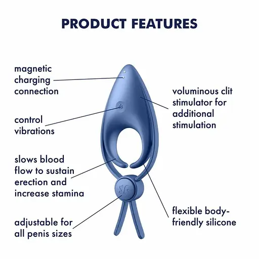 Эрекционное кольцо Satisfyer Sniper 13 см голубой - фото 3