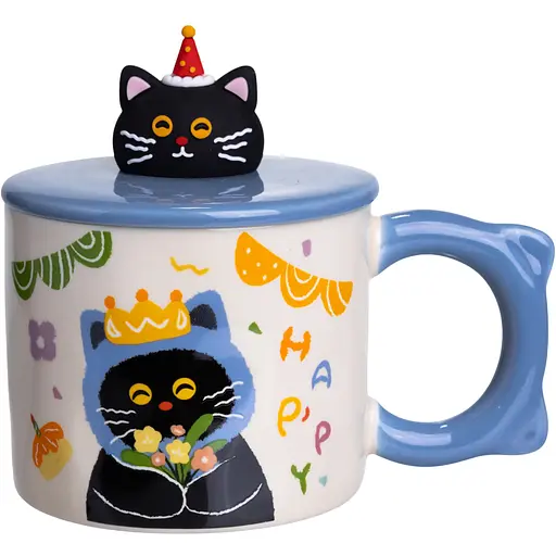 Чашка фарфоровая Kitten's Birthday 400 мл синий FM-24A