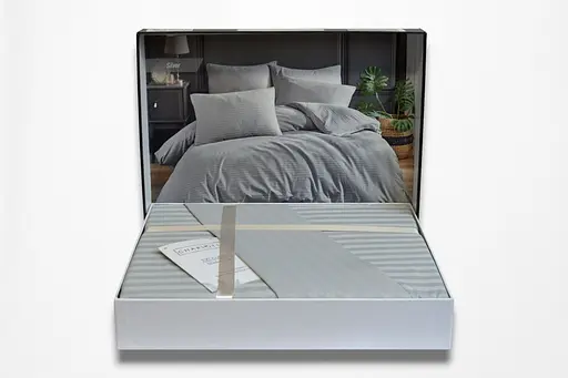 Постільна білизна Charlotte Silver Сатин-Stripe / простирадло на резинці 180x200см Cotton Shine pbe0052109 - фото 2