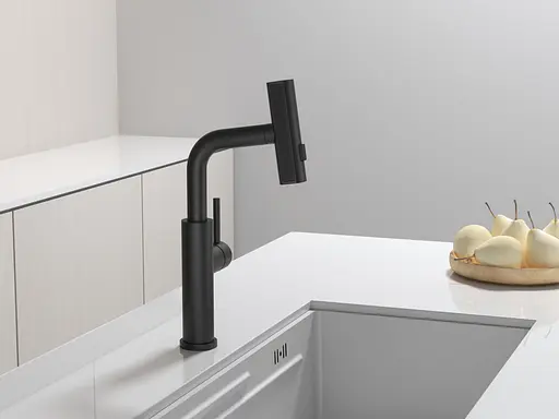 Cмеситель для кухни водопад с выдвижной лейкой черный Nett LB-35 Черный - фото 6