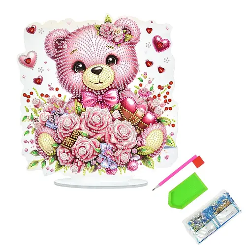 Набор для творчества алмазная мозаика "Нежный мишка" Strateg YKLZ15263 на подставке 25х25 см - фото 2