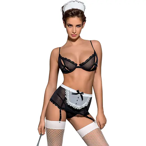 Эротический костюм горничной Obsessive Maidme set 5pcs S/M
