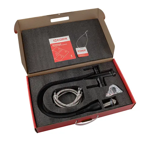 Змішувач для кухні на дві води Koer KI-72024-05 KR5012 Чорний матовий - фото 4