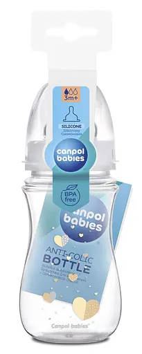 Бутылка с широким антиколиковым отверстием "Newborn baby" 240 мл Бежевые сердца - фото 3