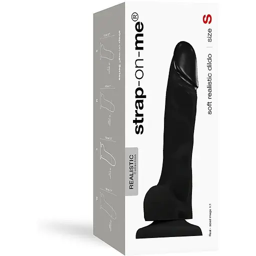Реалістичний фалоімітатор Strap-On-Me Soft Realistic Dildo Black - Size S - фото 3