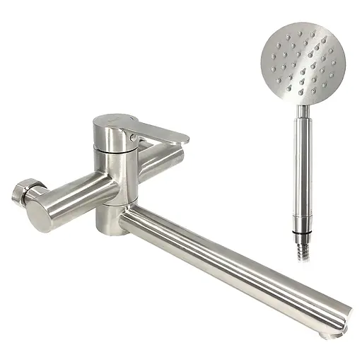 F32801(H801) Змішувач для ванни короткий гусак гайка Ø35 Frap 1/8 Нержавіюча сталь - фото 1