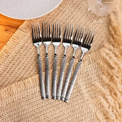 Набор столовых вилок Yiwu 6 штук из нержавеющей стали 21 см вилки кухонные столовые сервировочные приборы HP-16978-11 - фото 2