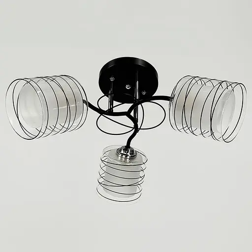 Стельовий чорний світильник на 3 подвійних плафони Ø 45 см | Line F | Арт. 6190/3A BK+CH - фото 4