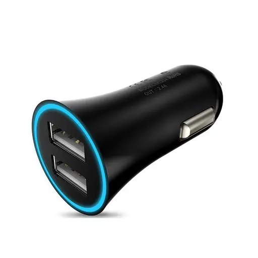 Автомобільний зарядний пристрій Hoco UC204 Car Charger 2USB 2.4 A Чорний - фото 1
