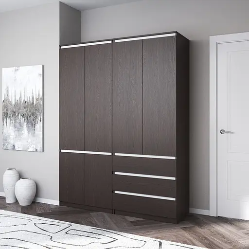 Шкаф для одежды Vays, со штангой и полками, комплект из 2 шкафов R10+R16 Венге Темный-Белые планки