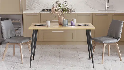 Кухонний стіл Марсель 50 Ferrum-decor 75x120x70 Чорний метал ДСП Дуб Артізан 32 мм (FRD-106710)